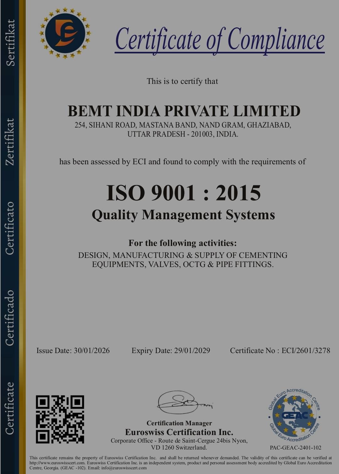 ISO Certificate